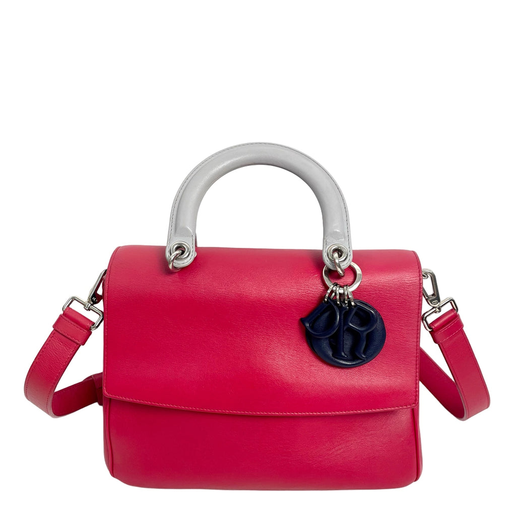 Christian Dior Be Dior Calfskin Top Handle Shoulder Bag - Fuchsia & Gray