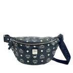 MCM Visetos Monogram Leather Sling Crossbody Chest Bag - Black