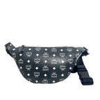 MCM Visetos Monogram Leather Sling Crossbody Chest Bag - Black