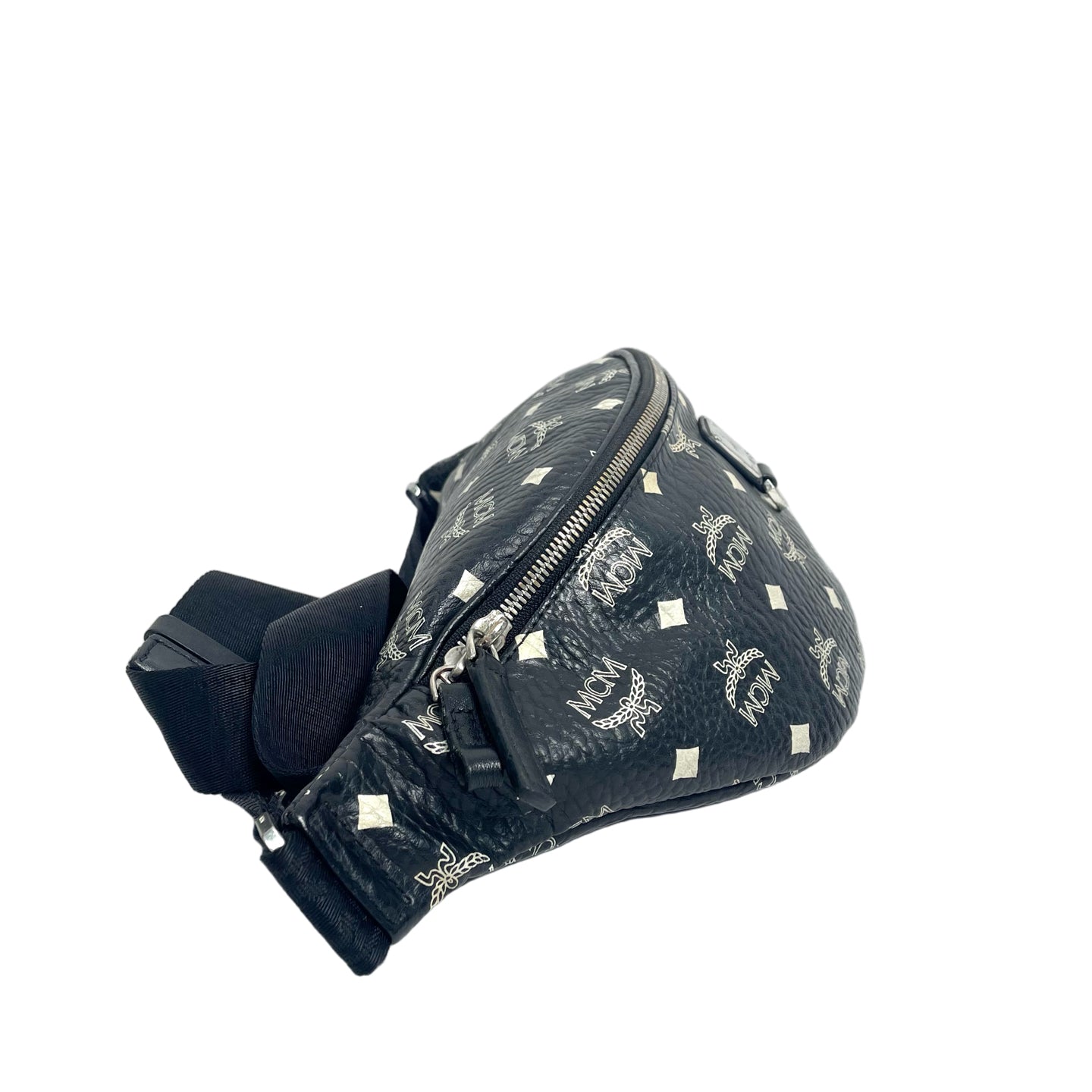 MCM Visetos Monogram Leather Sling Crossbody Chest Bag - Black