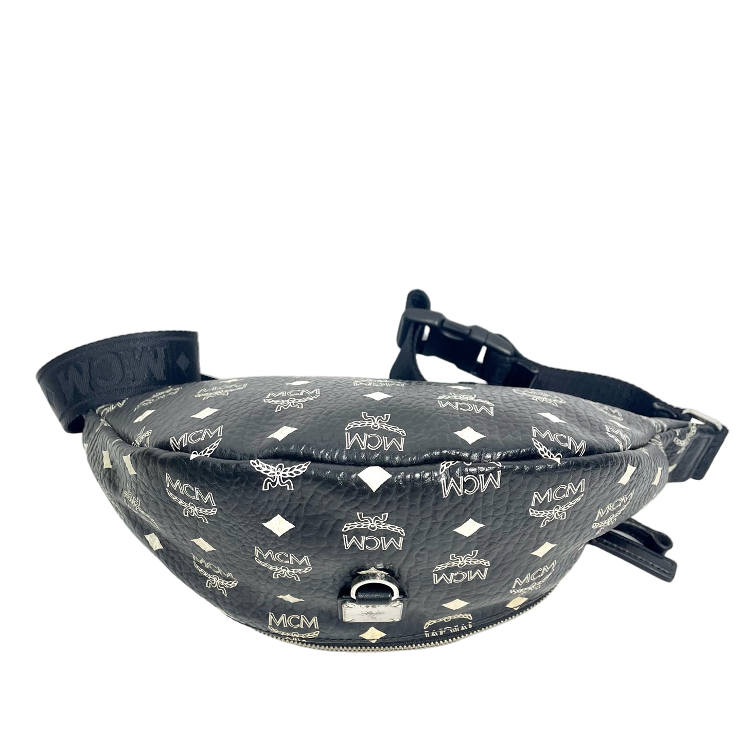 MCM Visetos Monogram Leather Sling Crossbody Chest Bag - Black