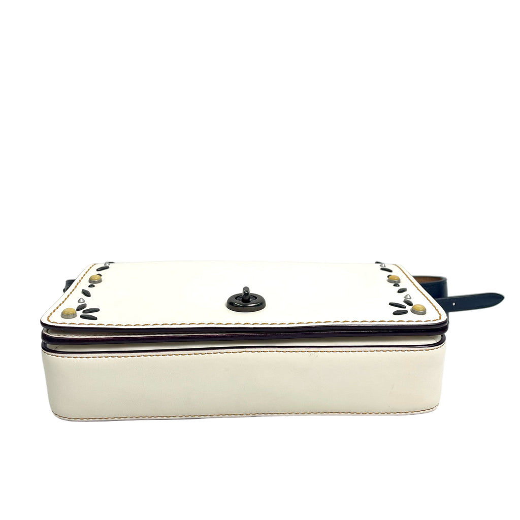 Coach Dinky Embellished Leather Shoulder Bag with Two Straps - White