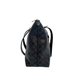 Coach Signature Canvas Large Zipper Tote Bag with Front Pocket - Brown/Black