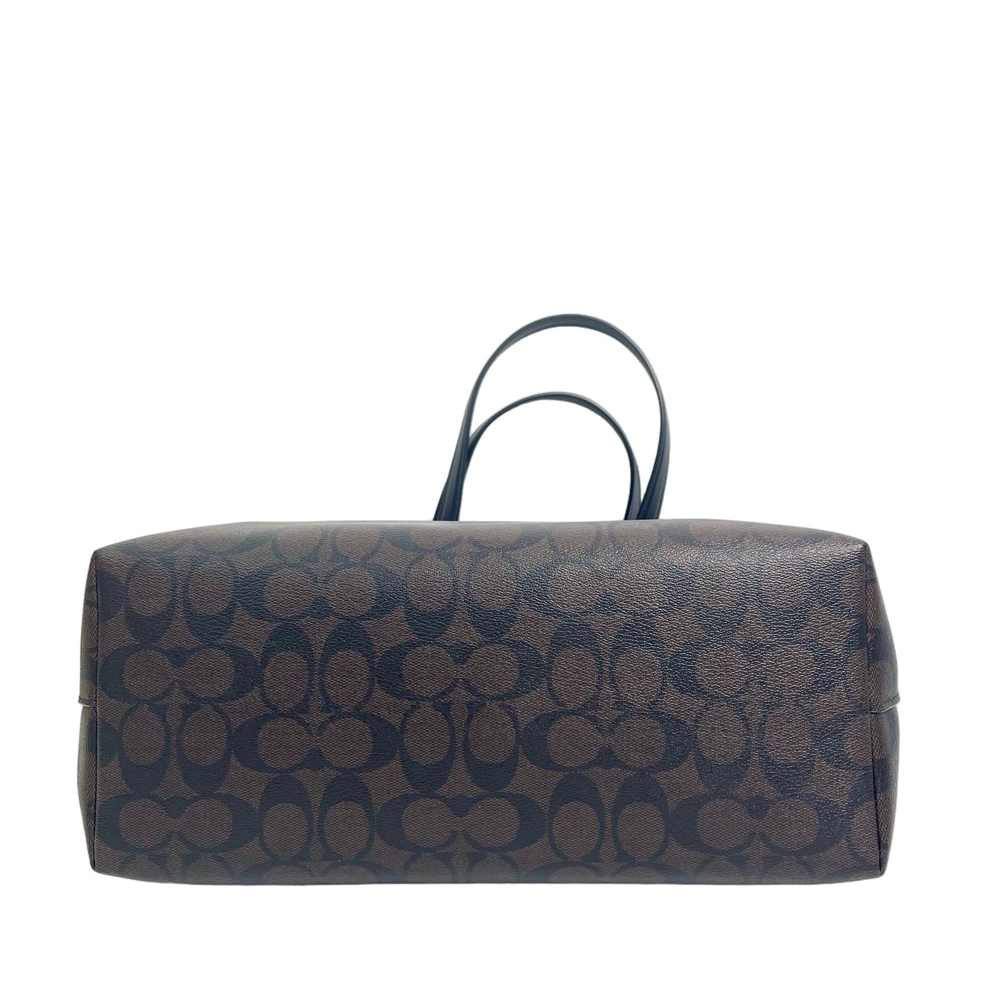 Coach Signature Canvas Large Zipper Tote Bag with Front Pocket - Brown/Black
