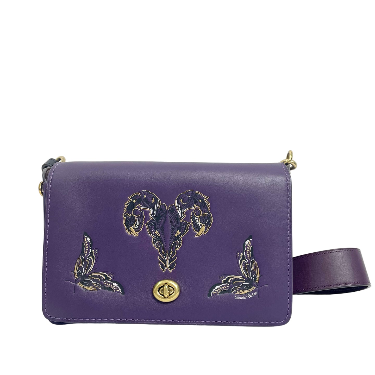 Coach × Deepmoss Limited Edition Butterfly Turnlock Crossbody Bag - Purple