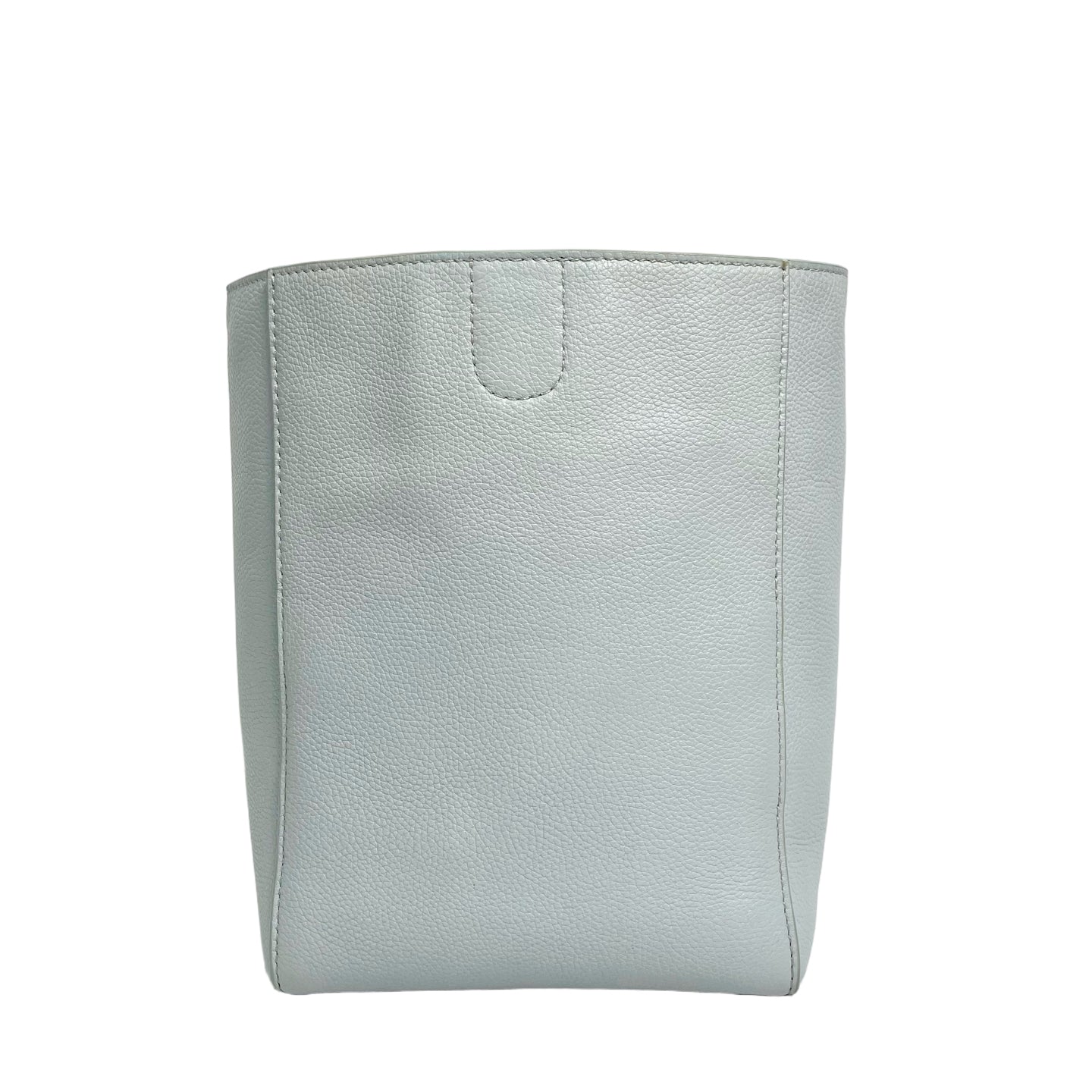CELINE Sangle Small Bucket Bag in Pebbled Leather - Light Grey