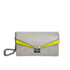 MCM Patricia Flap Shoulder Bag in Leather Monogram - Grey/Yellow