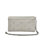 MCM Patricia Flap Shoulder Bag in Leather Monogram - Grey/Yellow
