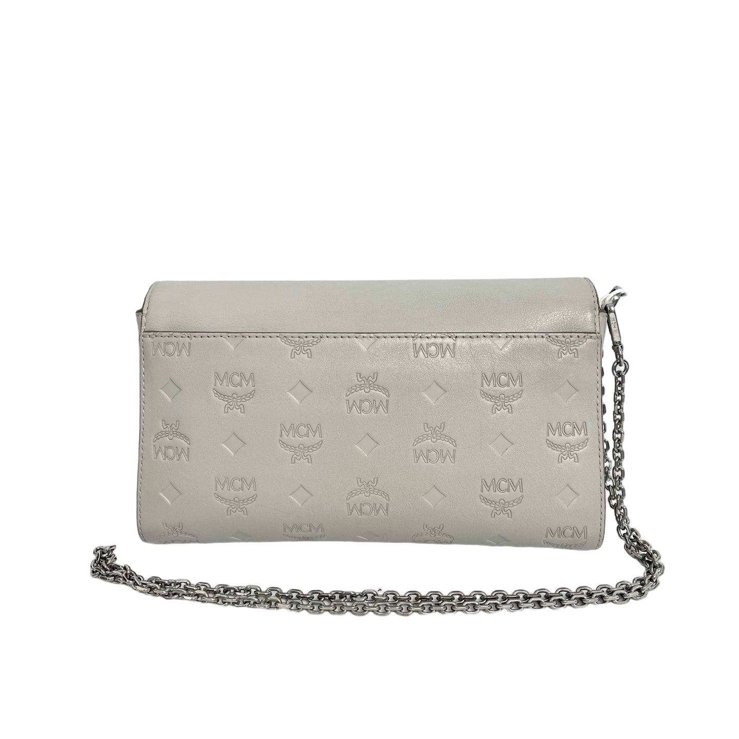 MCM Patricia Flap Shoulder Bag in Leather Monogram - Grey/Yellow