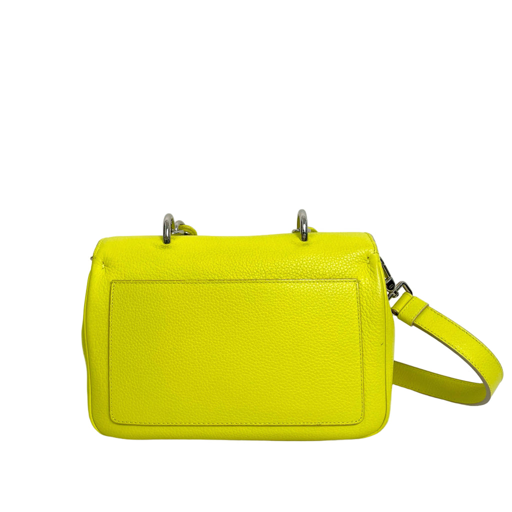 Christian Dior Pre-Owned Neon Yellow Lady Dior Flap Bag with Charms