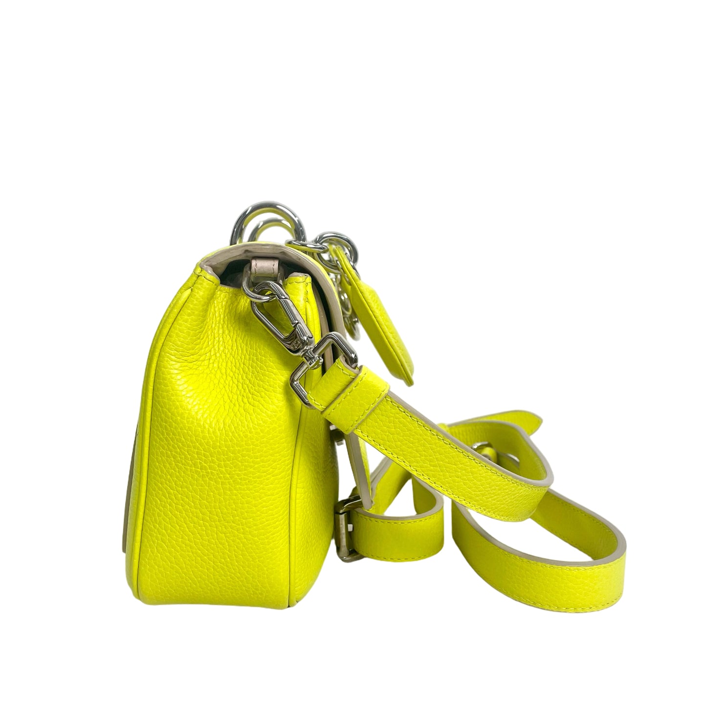 Christian Dior Pre-Owned Neon Yellow Lady Dior Flap Bag with Charms