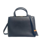 Fendi 2Jours Medium Black Grained Leather Top Handle Bag Shoulder Bag
