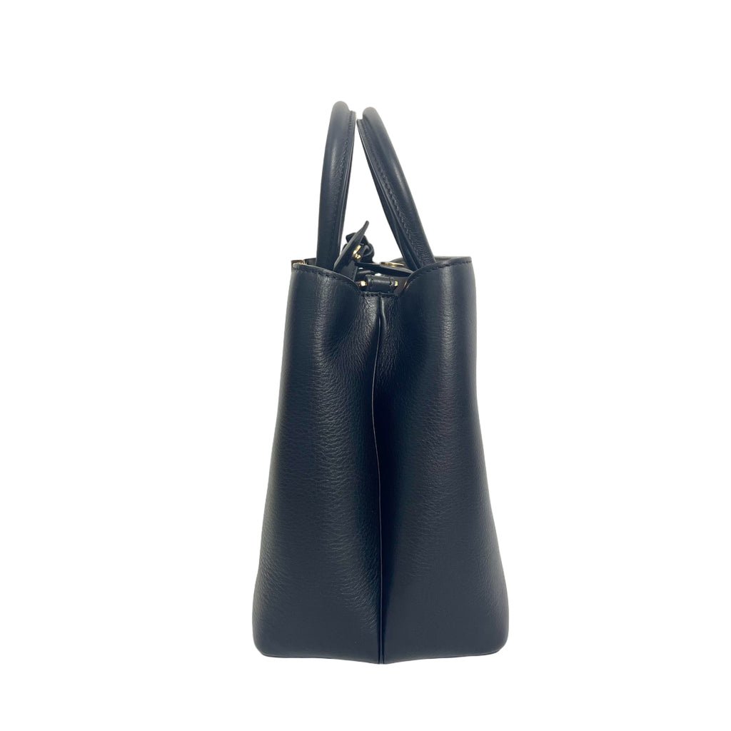 Fendi 2Jours Medium Black Grained Leather Top Handle Bag Shoulder Bag