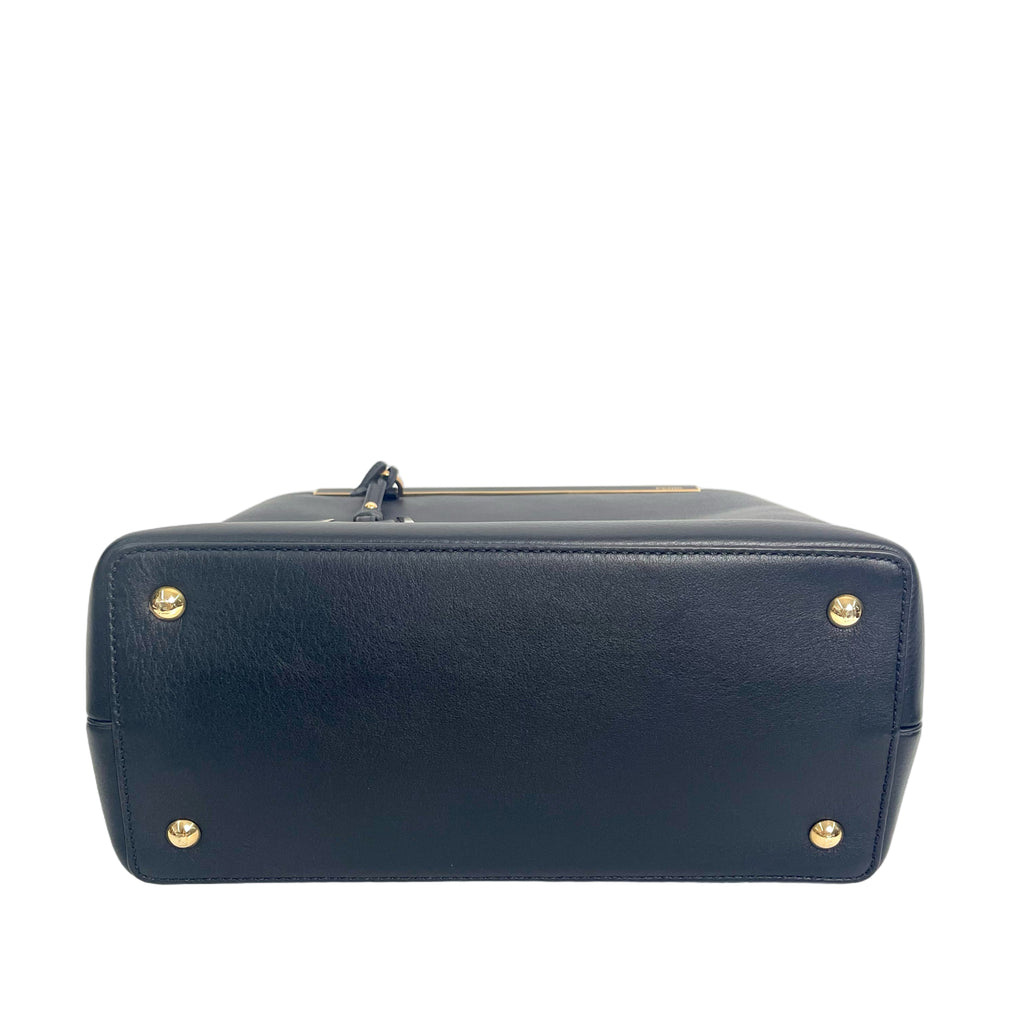 Fendi 2Jours Medium Black Grained Leather Top Handle Bag Shoulder Bag
