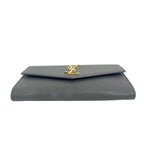 Saint Laurent YSL Cassandre Grey Grained Leather Wallet on Chain Shoulder Bag