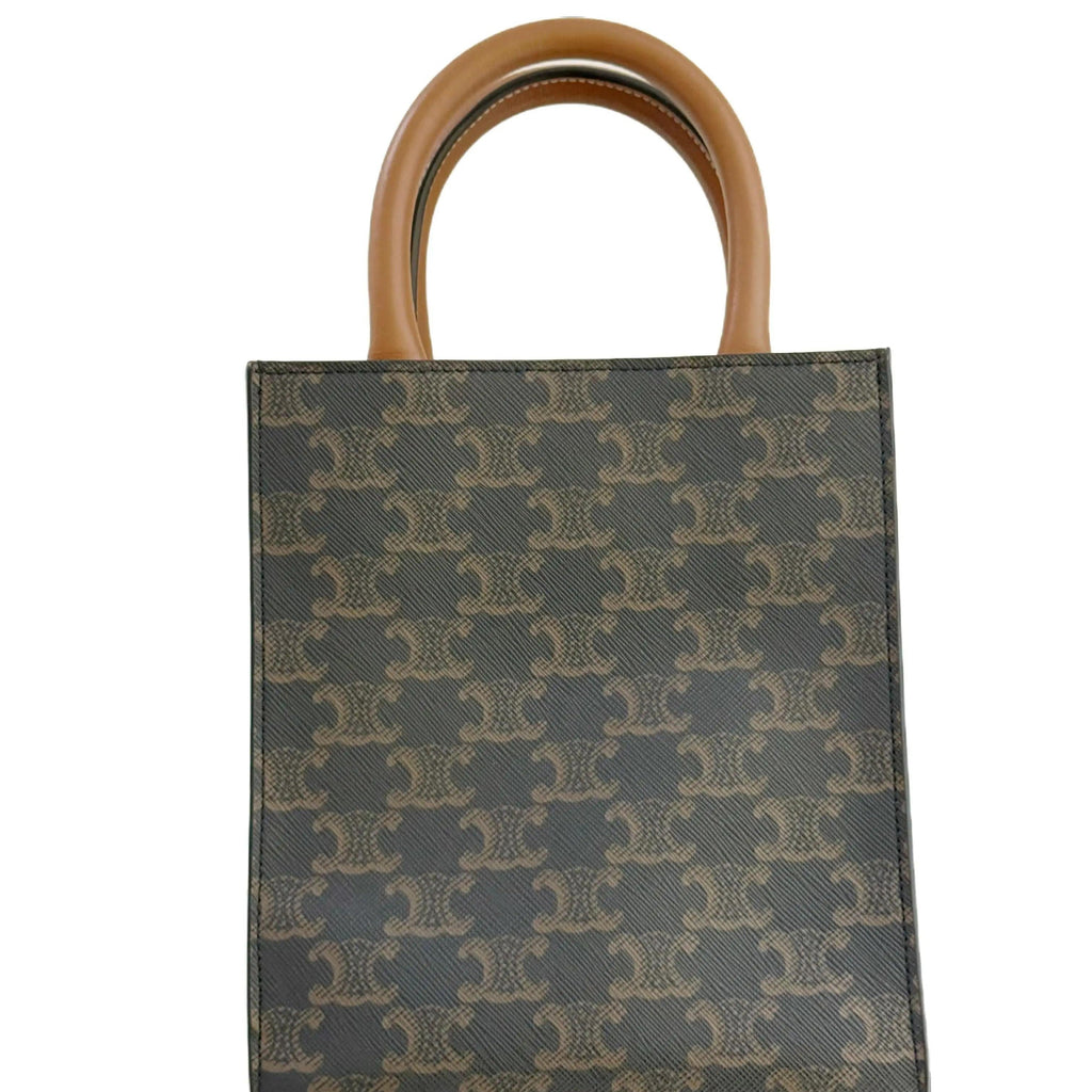 CELINE Mini Vertical Cab 2Way Bag Brown Canvas