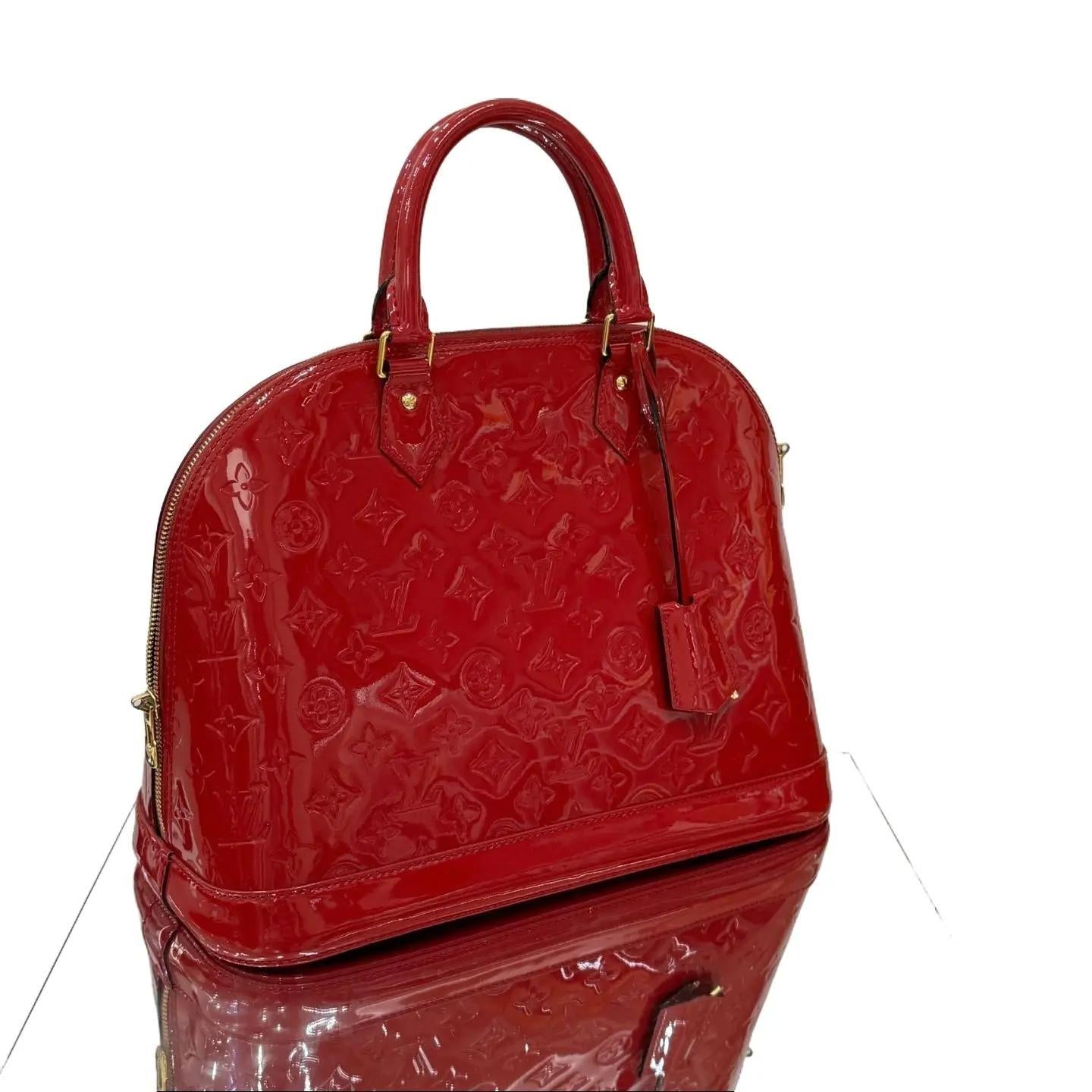 Louis Vuitton Alma MM Monogram Vernis Leather Pomme D'Amour