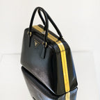 Prada Black Pyramid Frame Top Handle Bag