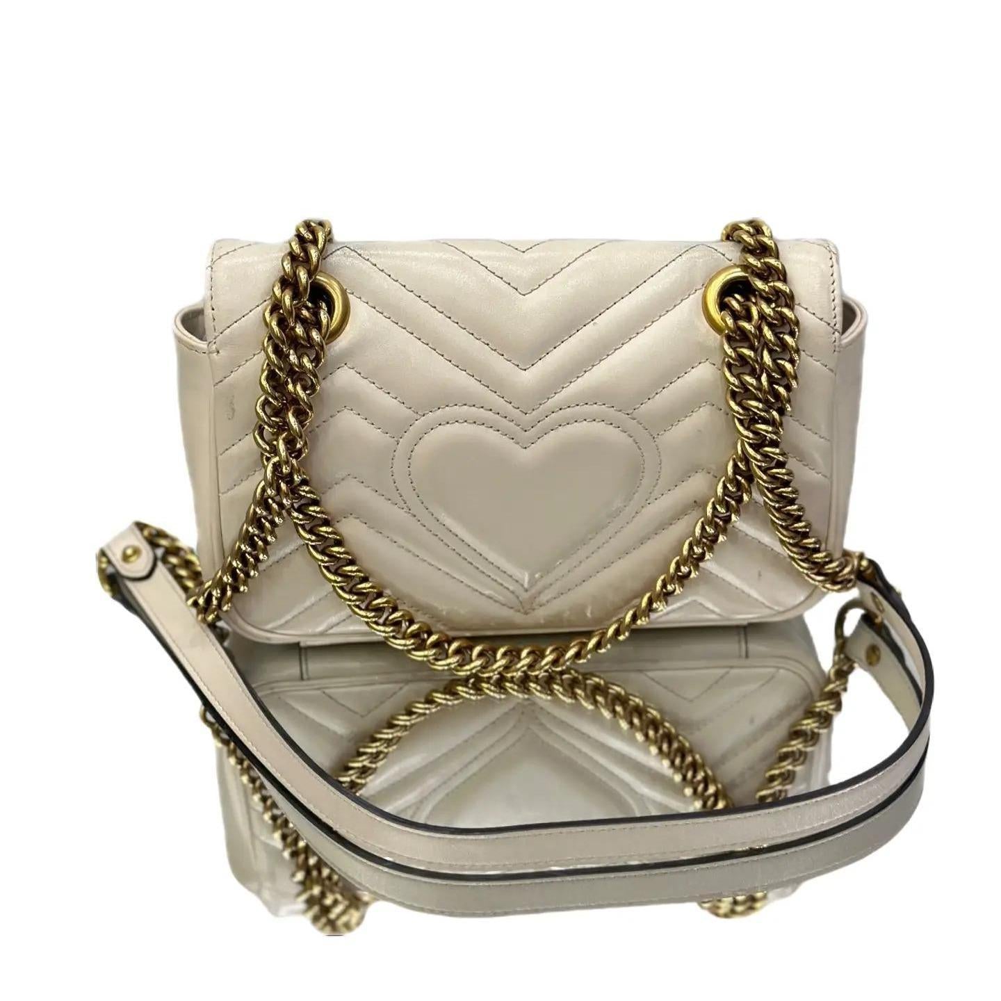Gucci GG Marmont small shoulder bag in light grey leather