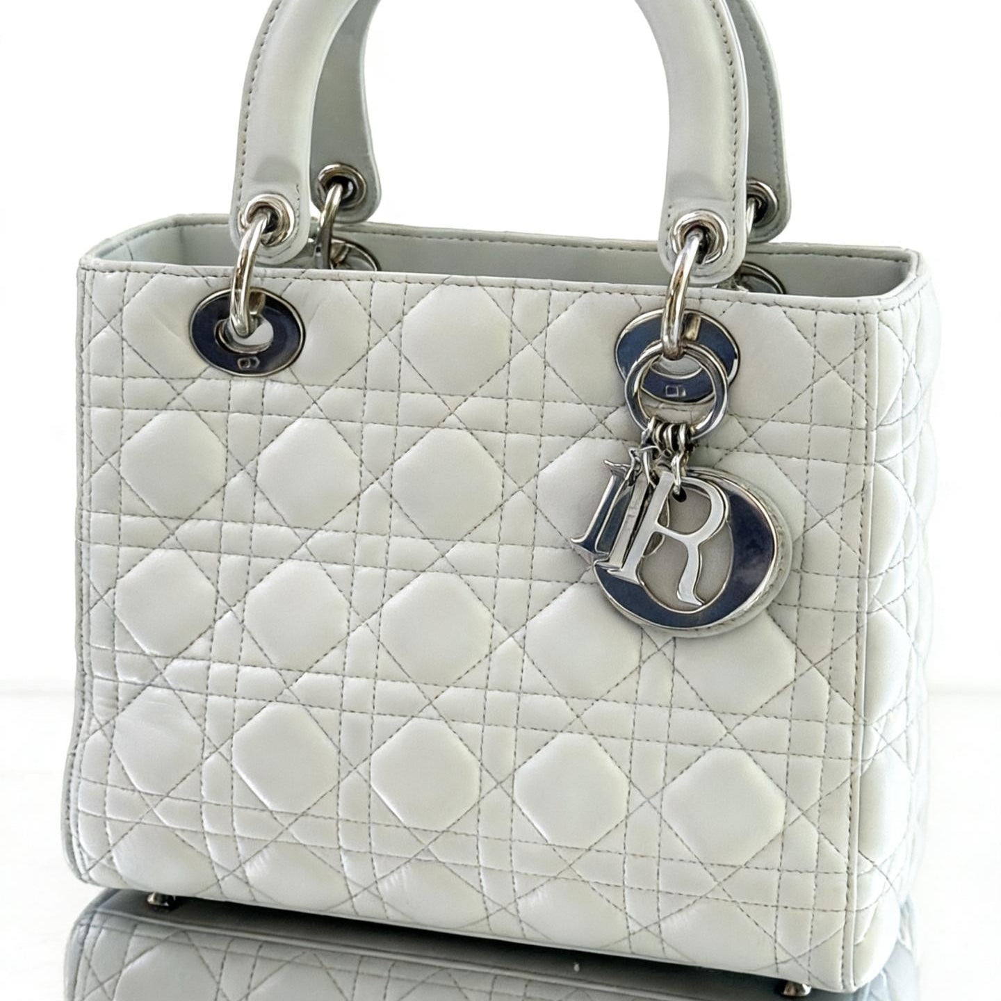 DIOR Lady Dior Medium Cannage Lambskin Grey