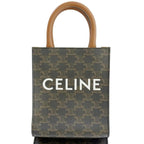 CELINE Mini Vertical Cab 2Way Bag Brown Canvas