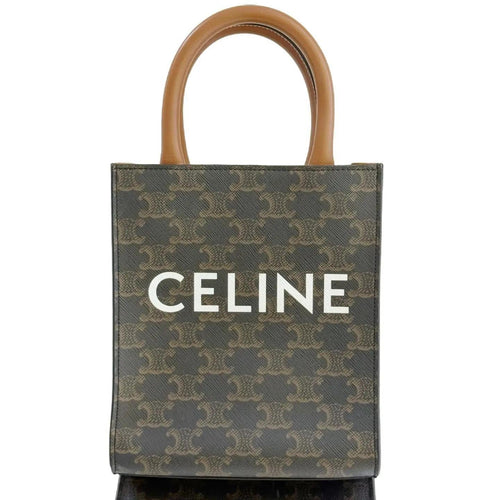 CELINE Mini Vertical Cab 2Way Bag Brown Canvas