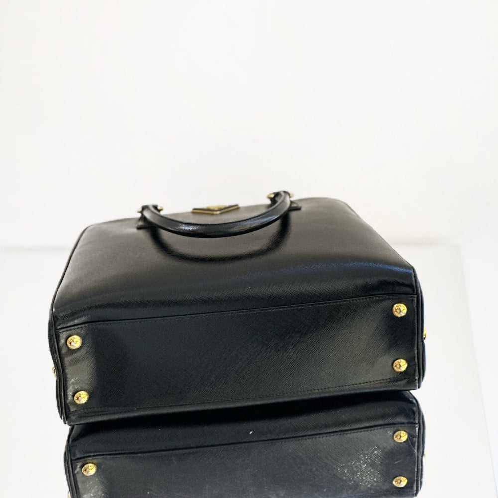 Prada Black Pyramid Frame Top Handle Bag