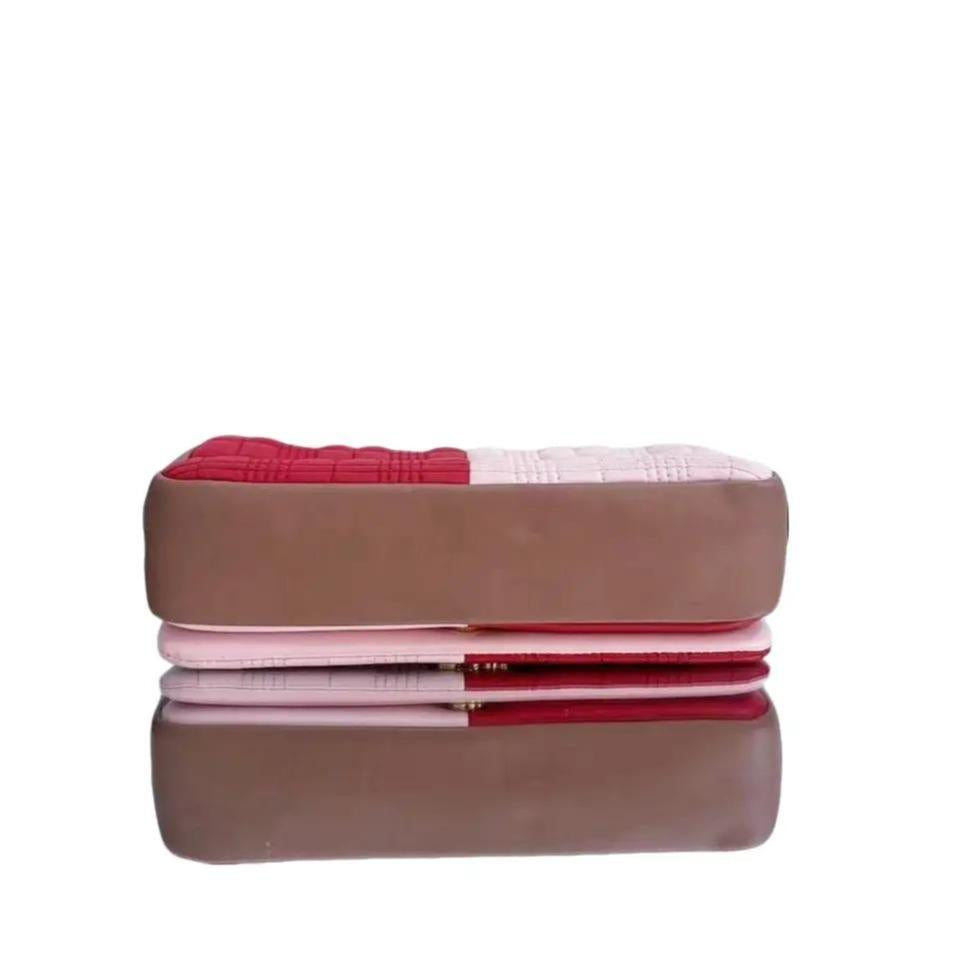 Burberry Micro Quilted Lola Shoulder Bag Red Pink Leather