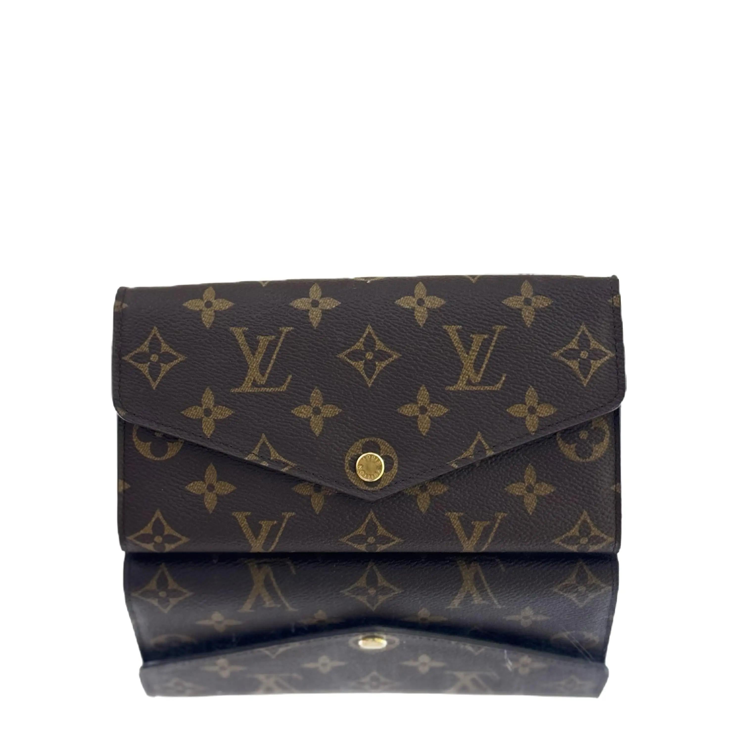 Louis Vuitton Monogram Portefeuille Sara Long Wallet Brown Snap