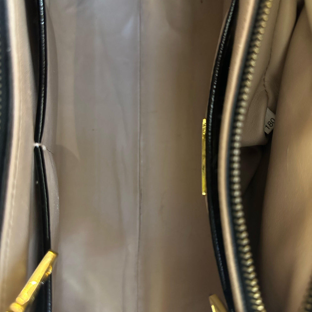 Prada Black Pyramid Frame Top Handle Bag