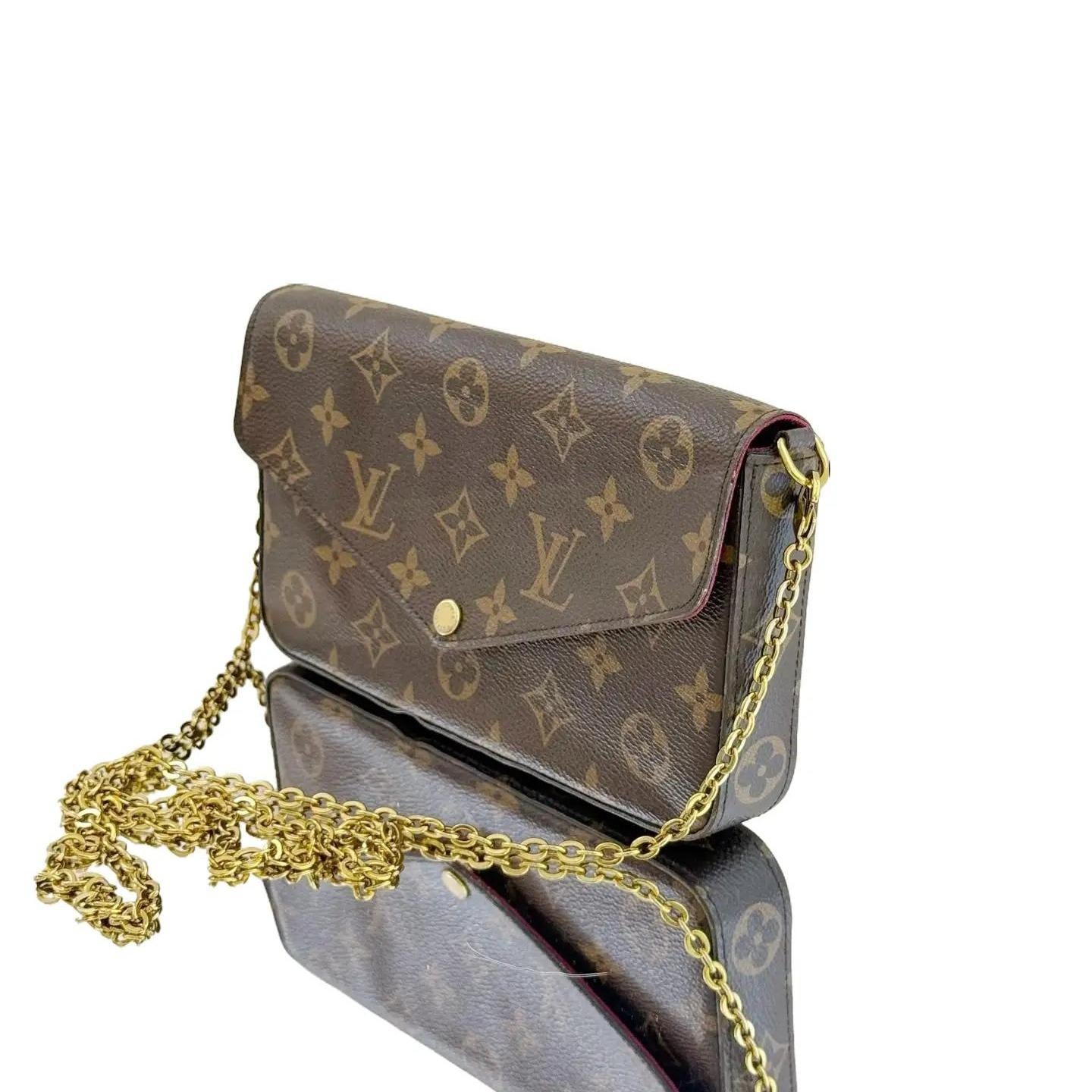 Louis Vuitton LV Empreinte Pochette Felicie Chain Wallet Brown