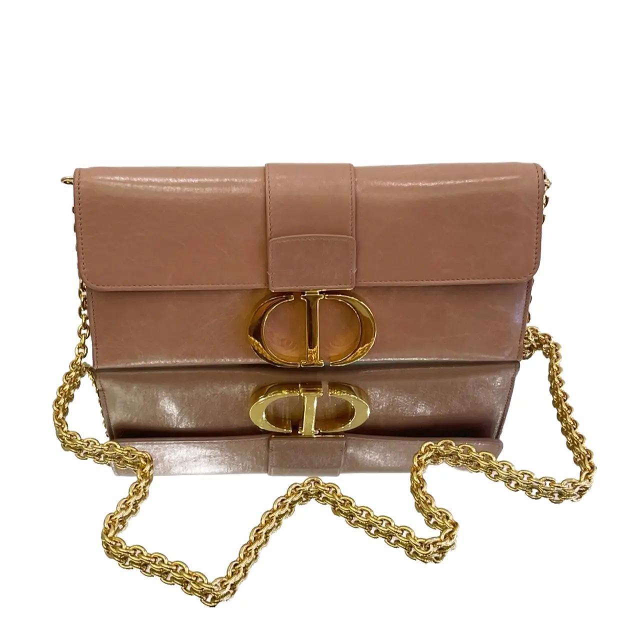 Dior CD Logo 30 Montaigne Chain strap clutch Leather