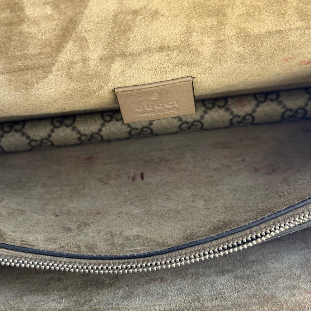 Gucci Beige GG Supreme and Suede Medium Dionysus Shoulder Bag