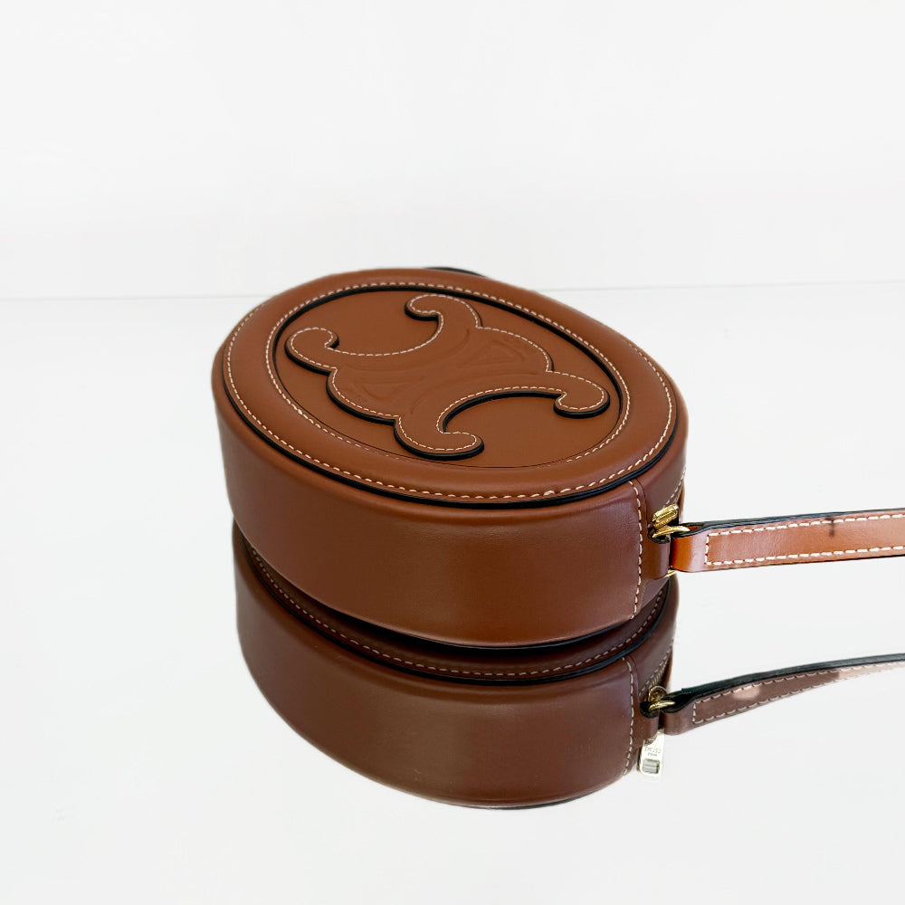 Celine Smooth Calfskin Cuir Triomphe Oval Bag