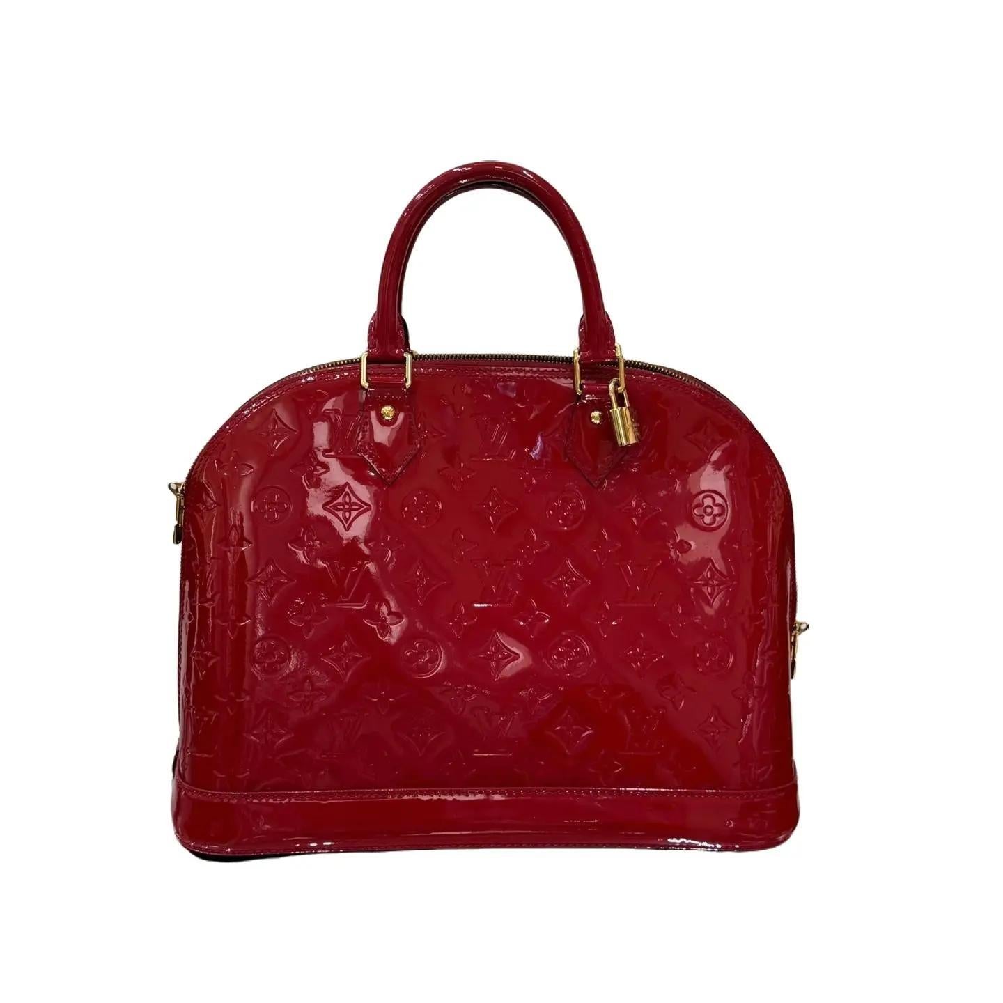 Louis Vuitton Alma MM Monogram Vernis Leather Pomme D'Amour