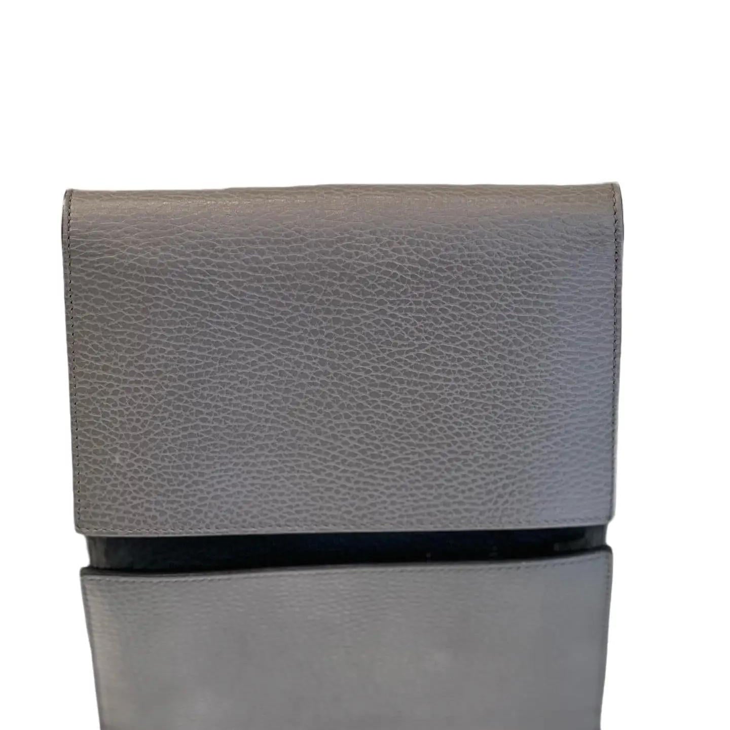 Gucci Grey Pebbled Interlocking G Wallet on Chain