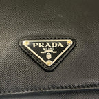 PRADA Triangle with Logo Briefcase Business Handbag Saffiano Black