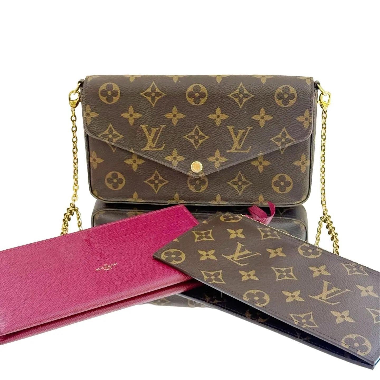 Louis Vuitton LV Empreinte Pochette Felicie Chain Wallet Brown