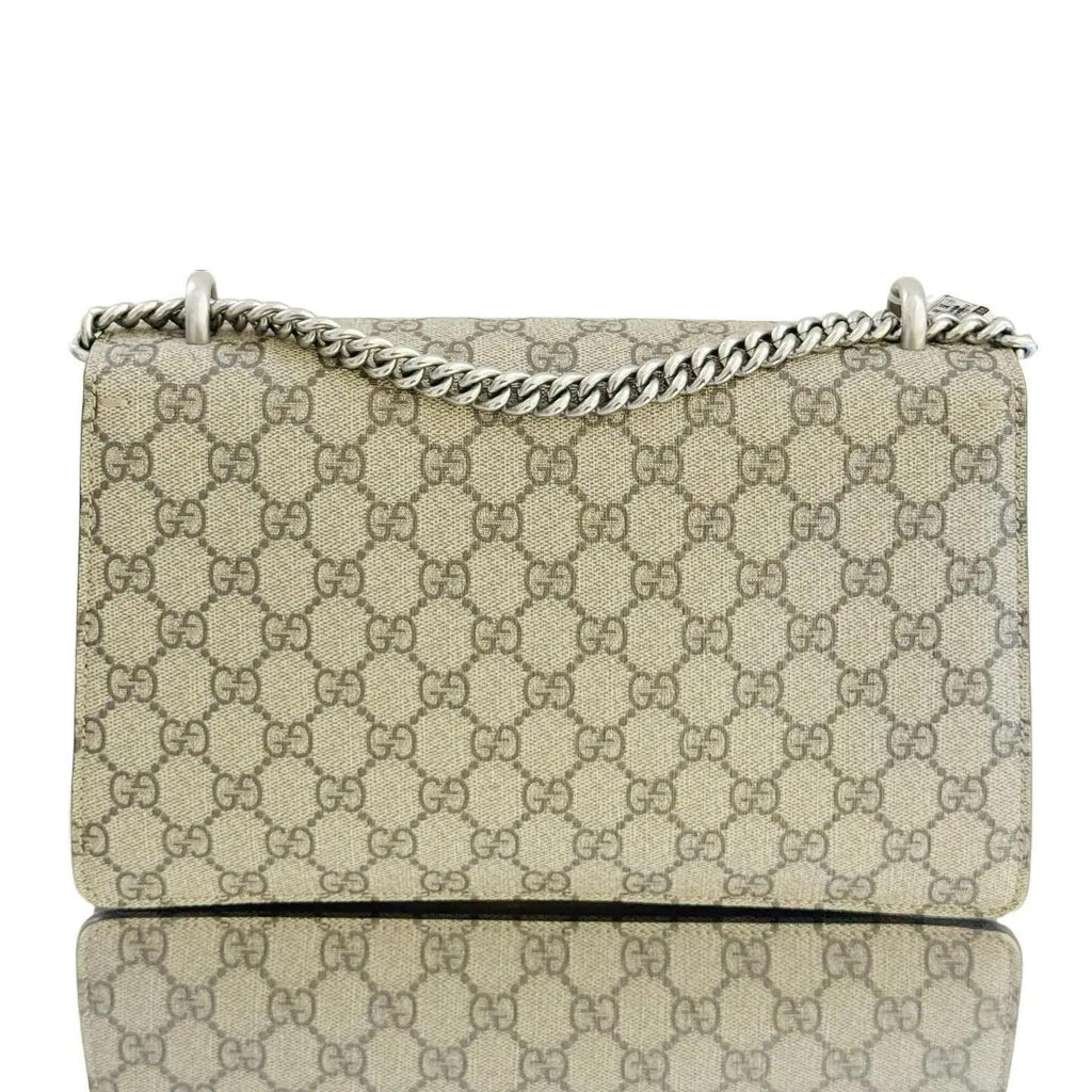 Gucci Beige GG Supreme and Suede Medium Dionysus Shoulder Bag