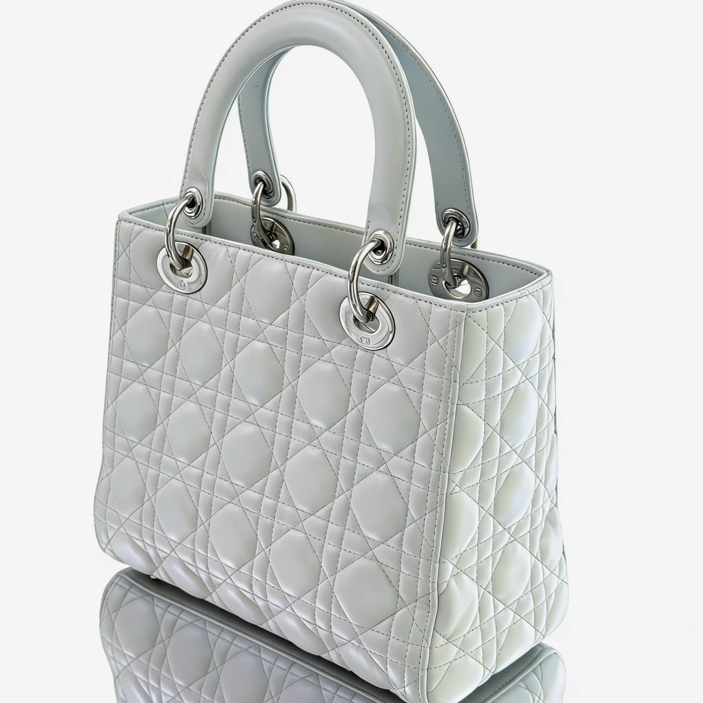 DIOR Lady Dior Medium Cannage Lambskin Grey