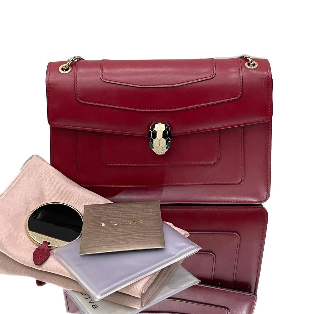 Bvlgari Medium Serpenti Forever Top&nbsp Chain Bag in Red