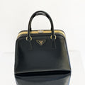 Prada Black Pyramid Frame Top Handle Bag
