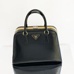 Prada Black Pyramid Frame Top Handle Bag