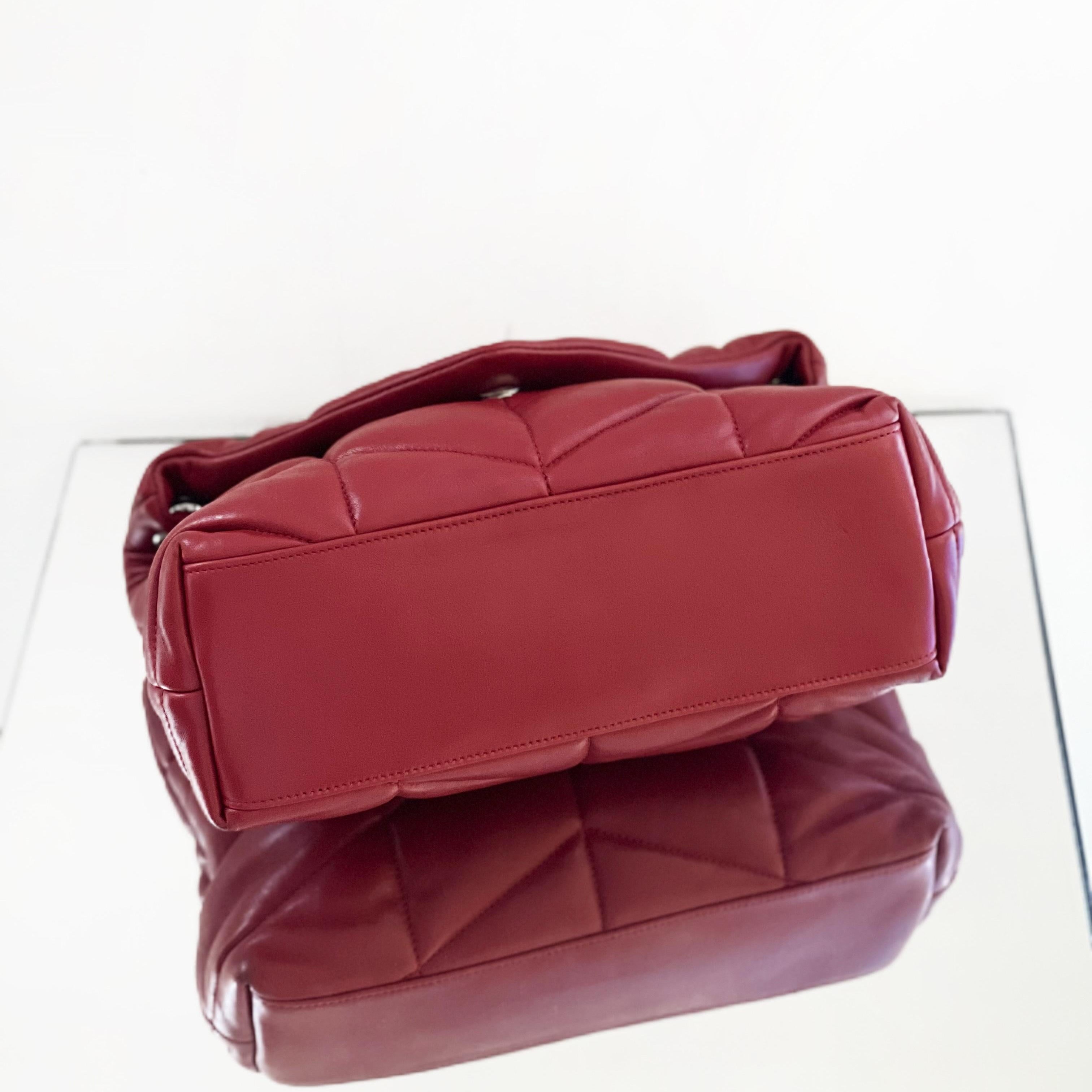 Saint Laurent Red Nappa Medium Puffer Loulou Shoulder Bag