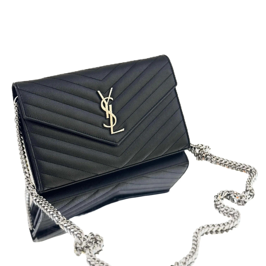 Saint Laurent Cassandre Chain Wallet black