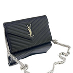 Saint Laurent Cassandre Chain Wallet black
