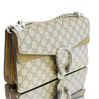 Gucci Beige GG Supreme and Suede Medium Dionysus Shoulder Bag