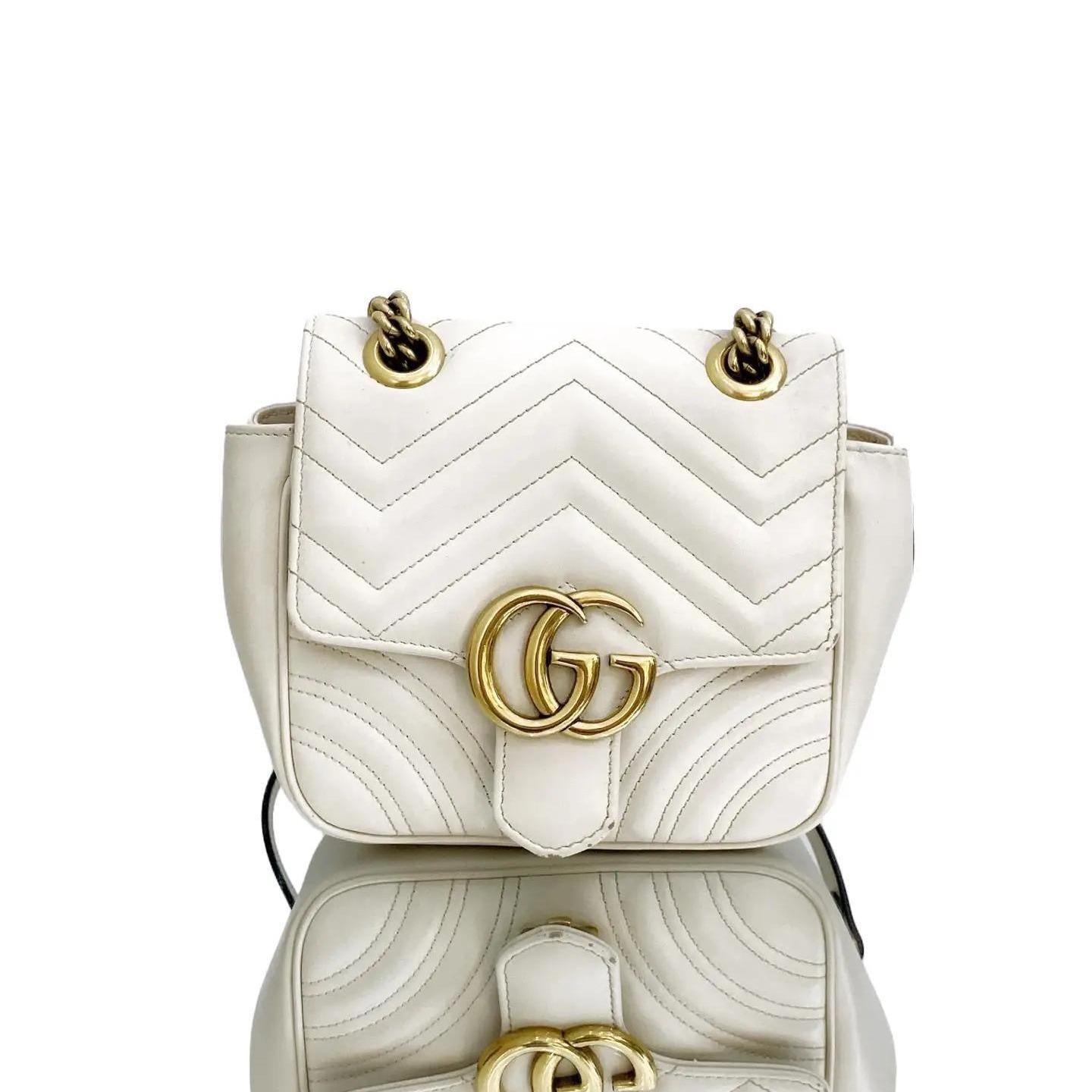 Gucci Calfskin Matelasse Mini GG Marmont Square Shoulder Bag