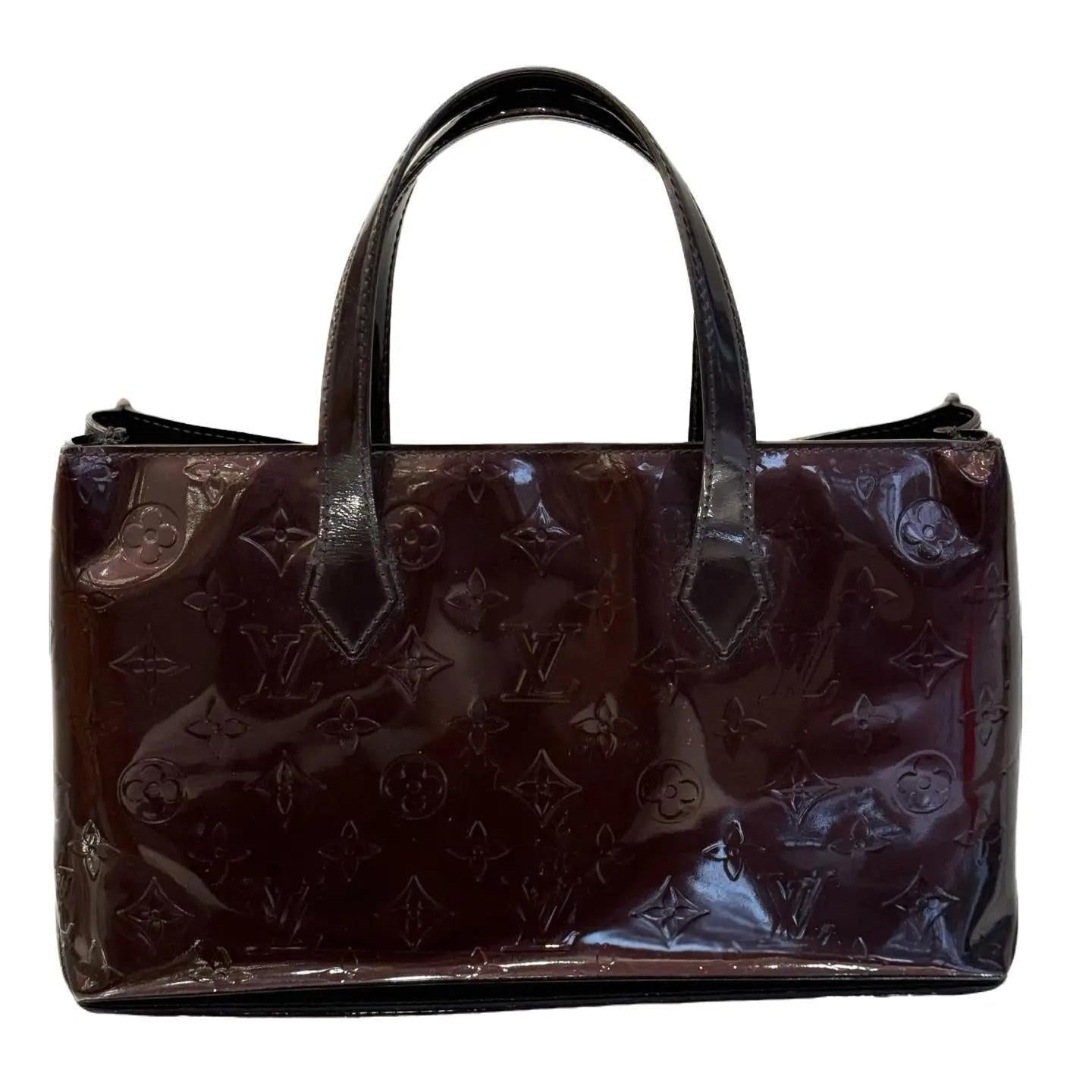 Louis Vuitton Wilshire Handbag Cherry Red Vernis Leather